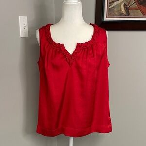 Talbots Red Twisted Tank Top Blouse Career Shirt Size 12 Womens Petite Plus